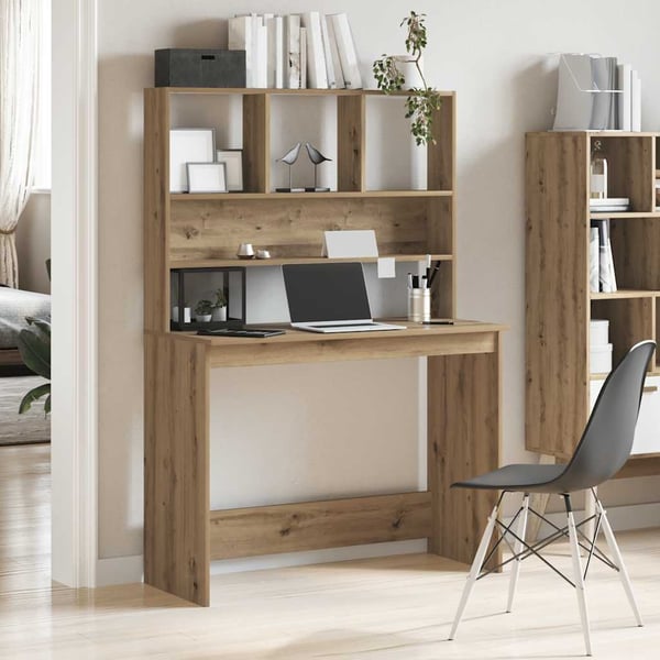 vidaXL Skrivebord med hyller artisan eik 102x45x148 cm konstruert tre