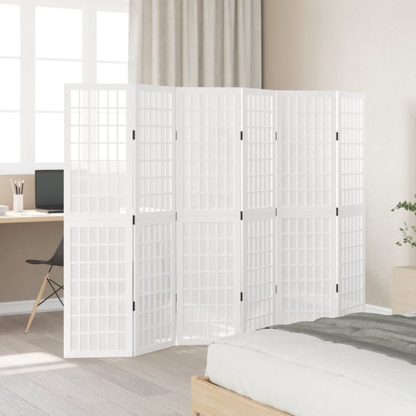 vidaXL Romdeler 6 paneler hvit heltre keisertre