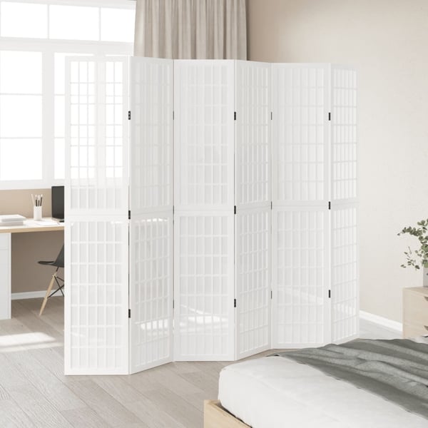 vidaXL Romdeler 6 paneler hvit heltre keisertre