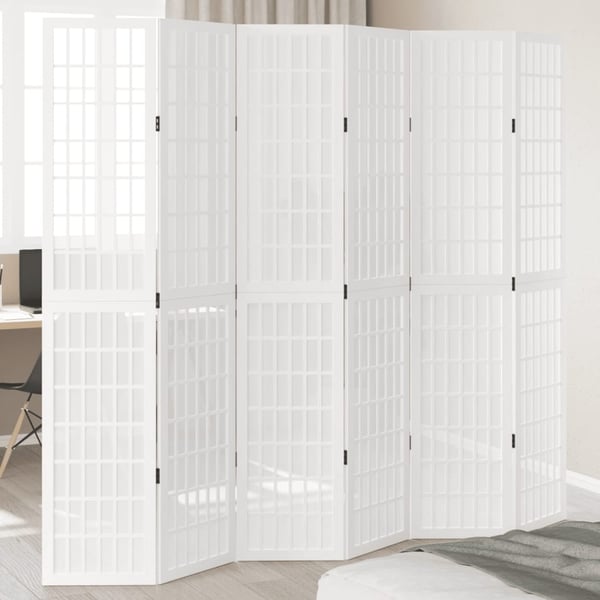 vidaXL Romdeler 6 paneler hvit heltre keisertre