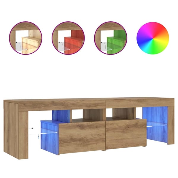 vidaXL TV-benk med LED-lys artisan eik 140x36,5x40 cm konstruert tre