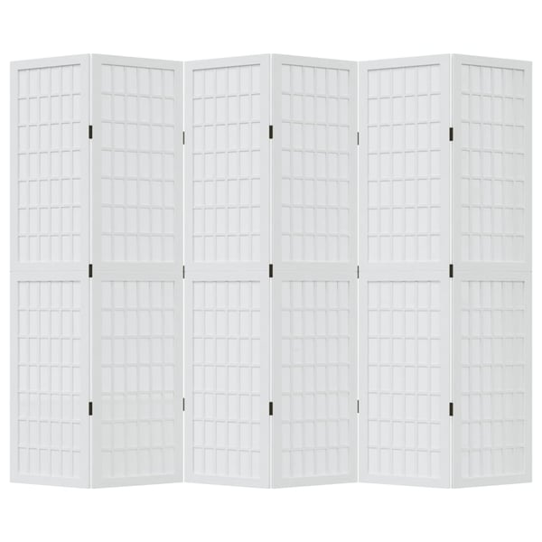 vidaXL Romdeler 6 paneler hvit heltre keisertre