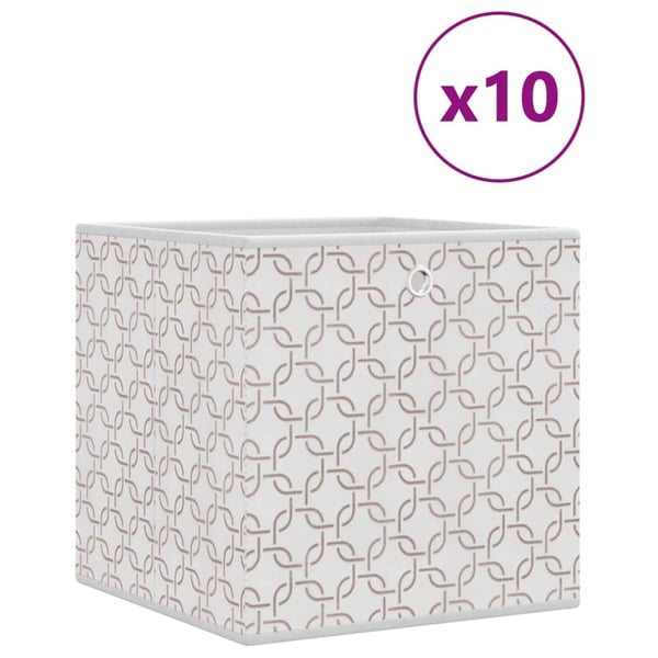 vidaXL Oppbevaringsbokser 10 stk kremhvit 32x32x32 cm ikke-vevet stoff