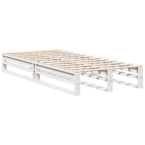 vidaXL Seng med bokhylle uten madrass hvit 90x200 cm heltre furu