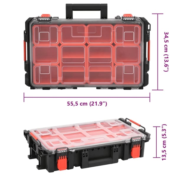 vidaXL transportabel flightcase 55,5x34,5x13,5 cm PP sort