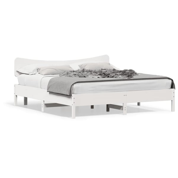 vidaXL Sengeramme med madrass hvit 200x200 cm heltre furu