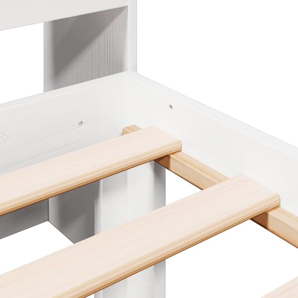 vidaXL Seng med bokhylle uten madrass hvit 90x200 cm heltre furu