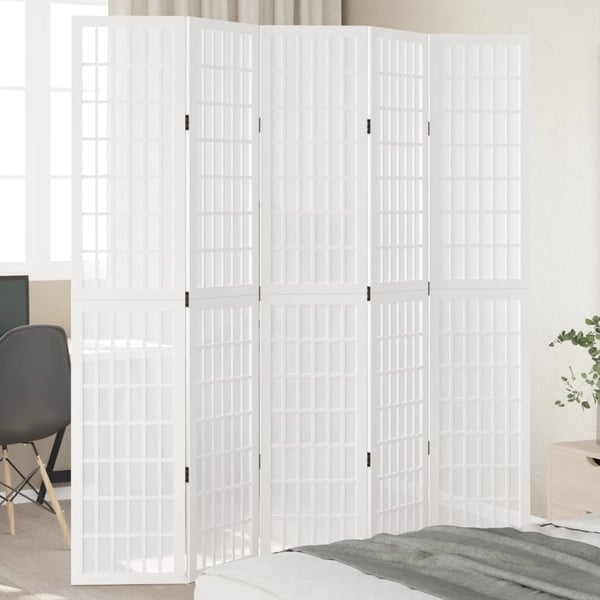 vidaXL Romdeler 5 paneler hvit heltre keisertre