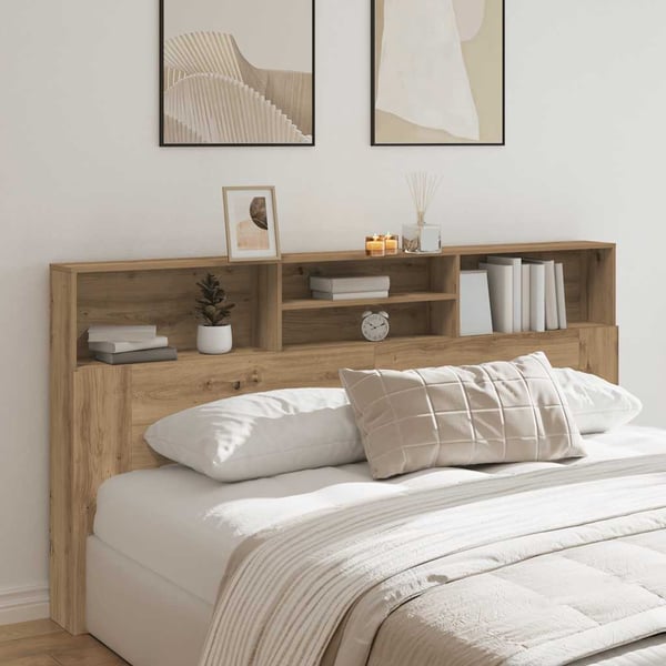 vidaXL Hodegavl med hyller artisan eik 200x19x103,5 cm konstruert tre