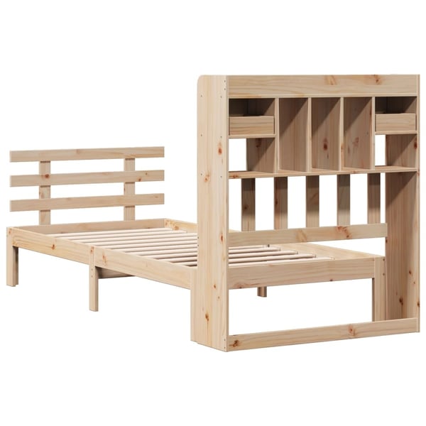 vidaXL Seng med bokhylle uten madrass 100x200 cm heltre furu