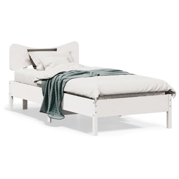 vidaXL sengeramme uden madras 100x200 cm massivt fyrretræ hvid