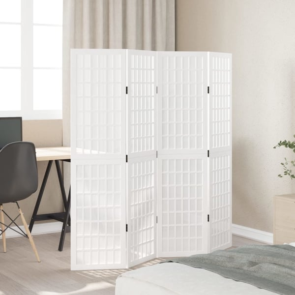 vidaXL Romdeler 4 paneler hvit heltre keisertre