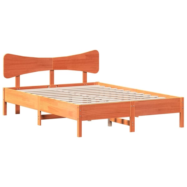 vidaXL Sengeramme uten madrass voksbrun 140x200 cm heltre furu