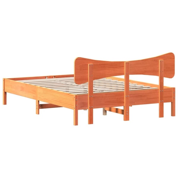 vidaXL Sengeramme uten madrass voksbrun 140x200 cm heltre furu