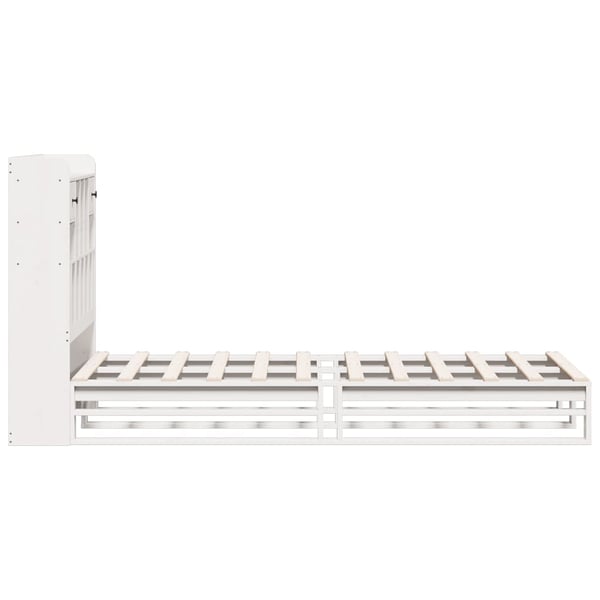 vidaXL Seng med bokhylle uten madrass hvit 90x190 cm heltre furu