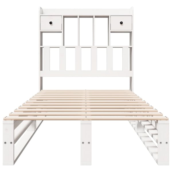vidaXL Seng med bokhylle uten madrass hvit 90x190 cm heltre furu