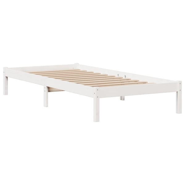 vidaXL Seng med bokhylle uten madrass hvit 90x190 cm heltre furu