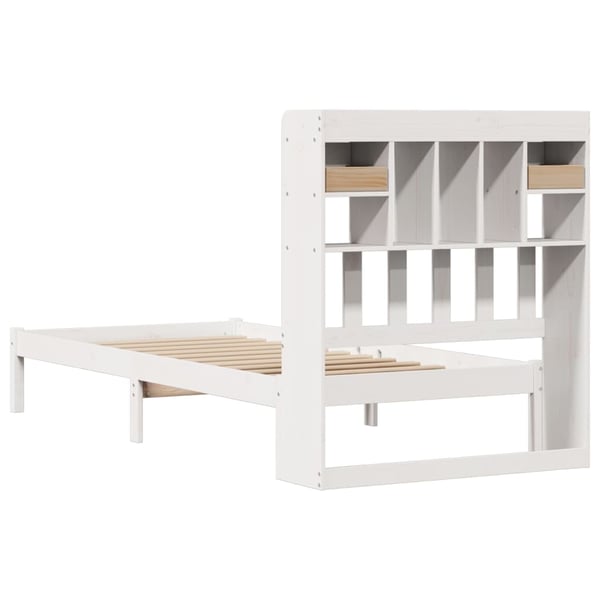 vidaXL Seng med bokhylle uten madrass hvit 90x190 cm heltre furu