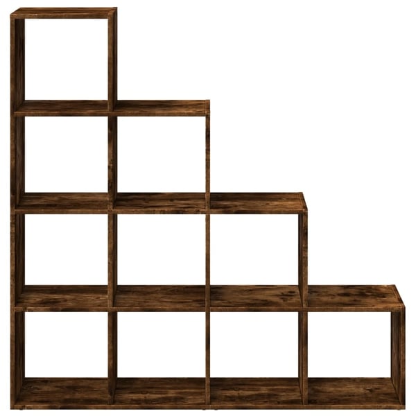 vidaXL Bokhylle 4 etasjer røkt eik 131,5x29x131,5 cm konstruert tre