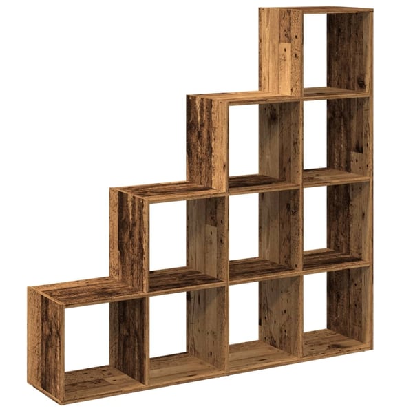 vidaXL Bokhylle 4 etasjer gammelt eik 131,5x29x131,5 cm konstruert tre