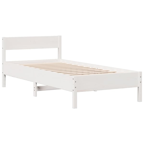 vidaXL Seng med bokhylle uten madrass hvit 90x200 cm heltre furu