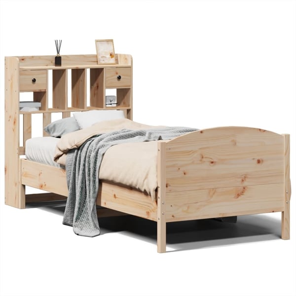 vidaXL seng med reol uden madras 100x200 cm massivt fyrretræ