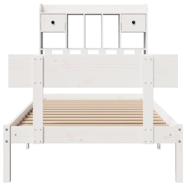 vidaXL Seng med bokhylle uten madrass hvit 90x200 cm heltre furu