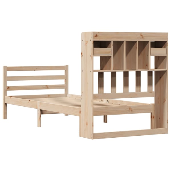 vidaXL Seng med bokhylle uten madrass 100x200 cm heltre furu