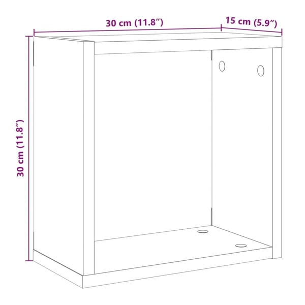 vidaXL Vegghyller kube 6 stk gammelt tre 30x15x30 cm konstruert tre