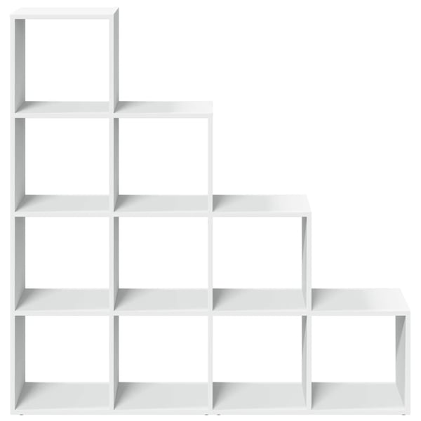 vidaXL Bokhylle 4 etasjer hvit 131,5x29x131,5 cm konstruert tre