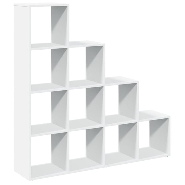 vidaXL Bokhylle 4 etasjer hvit 131,5x29x131,5 cm konstruert tre