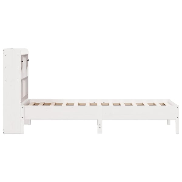 vidaXL Seng med bokhylle uten madrass hvit 90x200 cm heltre furu