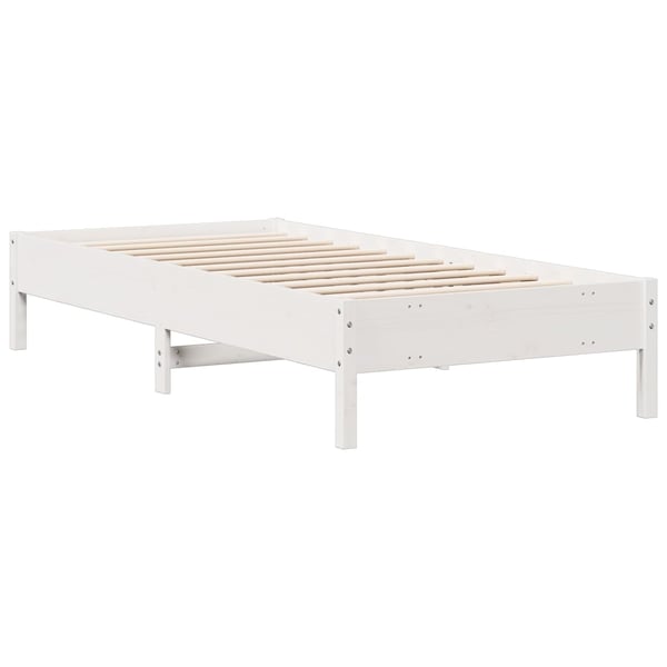 vidaXL Seng med bokhylle uten madrass hvit 90x200 cm heltre furu