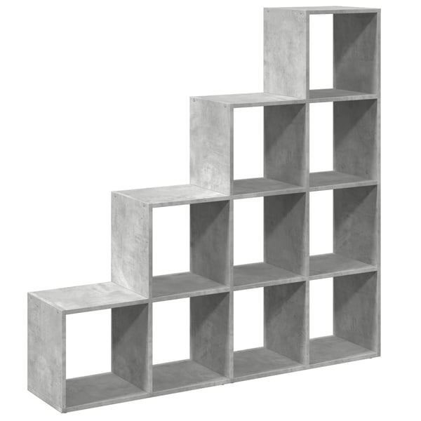 vidaXL Bokhylle 4 etasjer betonggrå 131,5x29x131,5 cm konstruert tre