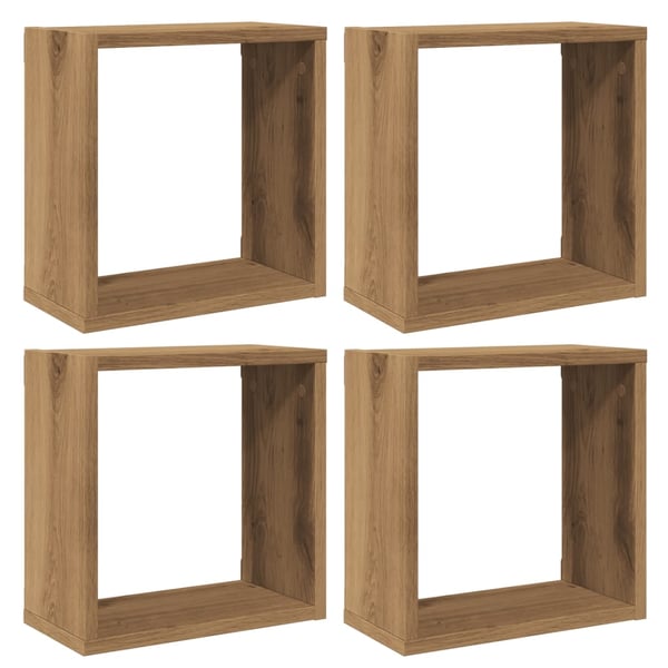 vidaXL Vegghyller kube 4 stk artisan eik 30x15x30 cm konstruert tre