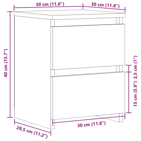 vidaXL Nattbord gammelt tre 30x30x40 cm konstruert tre