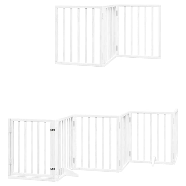 vidaXL hundelåge med dør 12 paneler 600 cm foldbar poppeltræ hvid