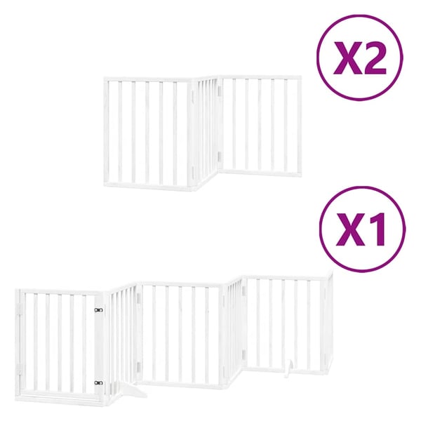 vidaXL hundelåge med dør 12 paneler 600 cm foldbar poppeltræ hvid