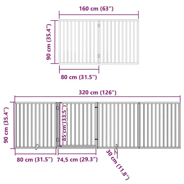 vidaXL Hundeport sammenleggbar 10 paneler 800 cm poppeltre