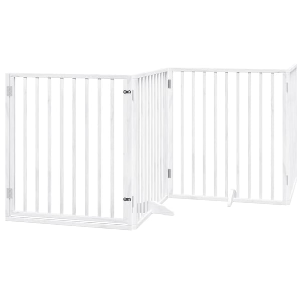 vidaXL hundelåge med dør 6 paneler 480 cm foldbar poppeltræ hvid