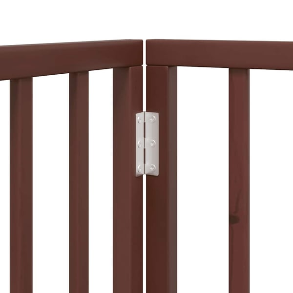 vidaXL hundelåge med dør 9 paneler 450 cm foldbar poppeltræ brun