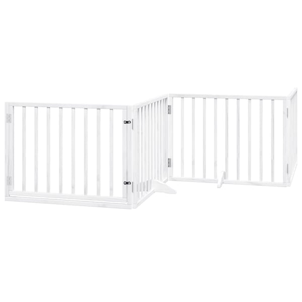 vidaXL hundelåge med dør 8 paneler 640 cm foldbar poppeltræ hvid