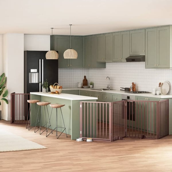 vidaXL hundelåge med dør 12 paneler 960 cm foldbar poppeltræ brun