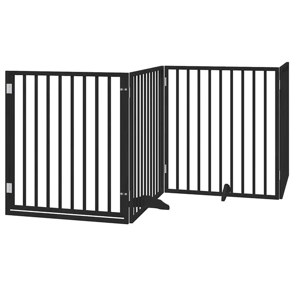 vidaXL hundelåge med dør 8 paneler 640 cm foldbar poppeltræ sort