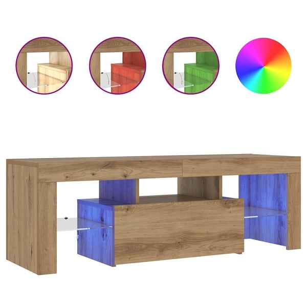 vidaXL TV-benk med LED-lys artisan eik 120x36,5x40 cm konstruert tre