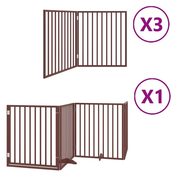 vidaXL hundelåge med dør 10 paneler 800 cm foldbar poppeltræ brun