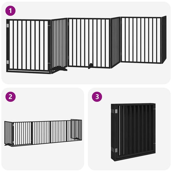 vidaXL Hundeport sammenleggbar 6 paneler svart 480 cm poppeltre