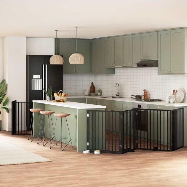 vidaXL Hundeport sammenleggbar 6 paneler svart 480 cm poppeltre