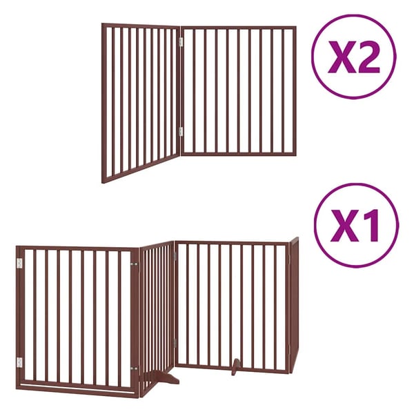 vidaXL hundelåge med dør 8 paneler 640 cm foldbar poppeltræ brun