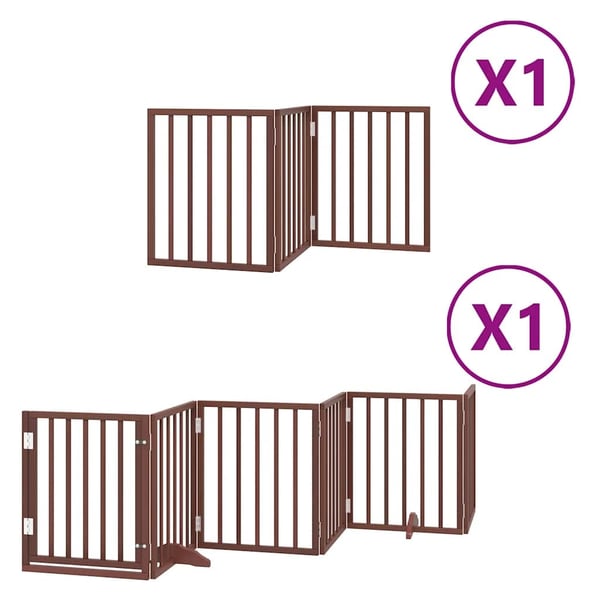 vidaXL Koiraportti kokoontaittuva 9 paneelia ruskea 450 cm poppelipuu